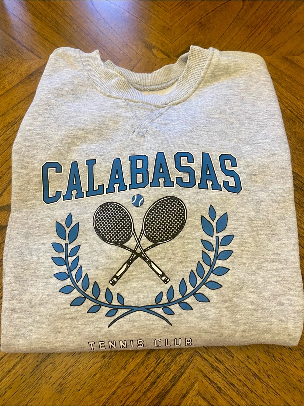 refuge athletics Calabasas Tennis Club gray sweatshirt Boyfriend Crew Small - Picture 2 of 4